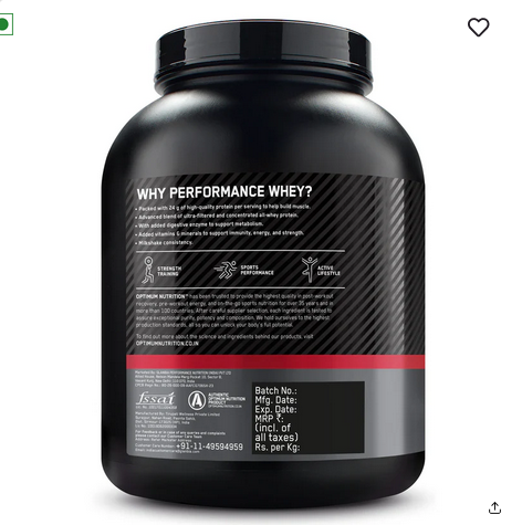 Optimum Nutrition (ON) Performance Whey Protein Powder, 24g Protein,2Kg (Chocolate Milkshake), Ultra-Filtered and Concentrated All-Whey Protein