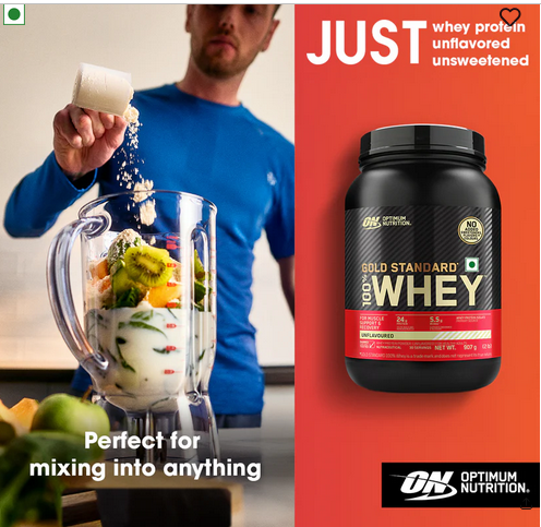 Unflavoured Optimum Nutrition (ON) Gold Standard 100% Whey Protein Powder - 2 lb, 907 g
