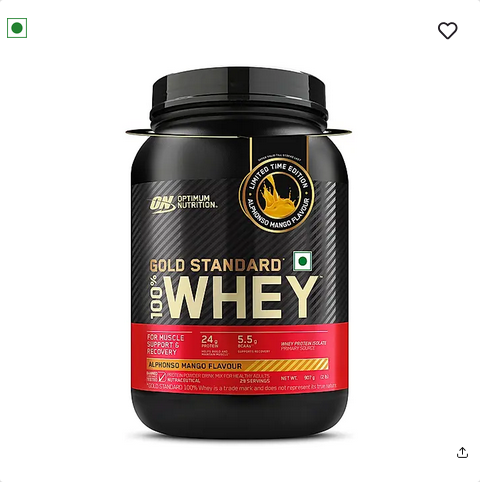 Optimum Nutrition (ON) Gold Standard 100% Whey Protein Powder 2 lb, 907g (Alphonso Mango)