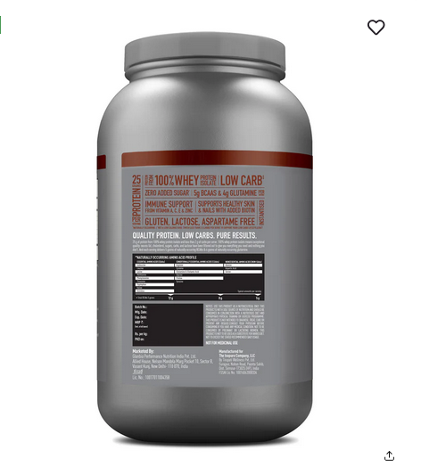 Isopure Whey Protein Isolate Powder with Vitamins for Immune Support - 2kg (Dutch Chocolate)
