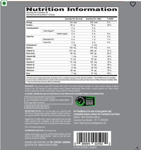 Isopure Whey Protein Isolate Powder with Vitamins for Immune Support - 2kg (Dutch Chocolate)
