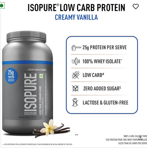 Isopure Whey Protein Isolate Powder with Vitamins for Immune Support - 2 kg (Creamy Vanilla)