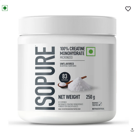 Isopure 100% Creatine Monohydrate Micronized, 250g- 83 servings, Increase Lean Muscle Mass, Enhances Muscular Endurance