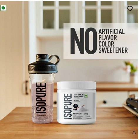 Isopure 100% Creatine Monohydrate Micronized, 250g- 83 servings, Increase Lean Muscle Mass, Enhances Muscular Endurance