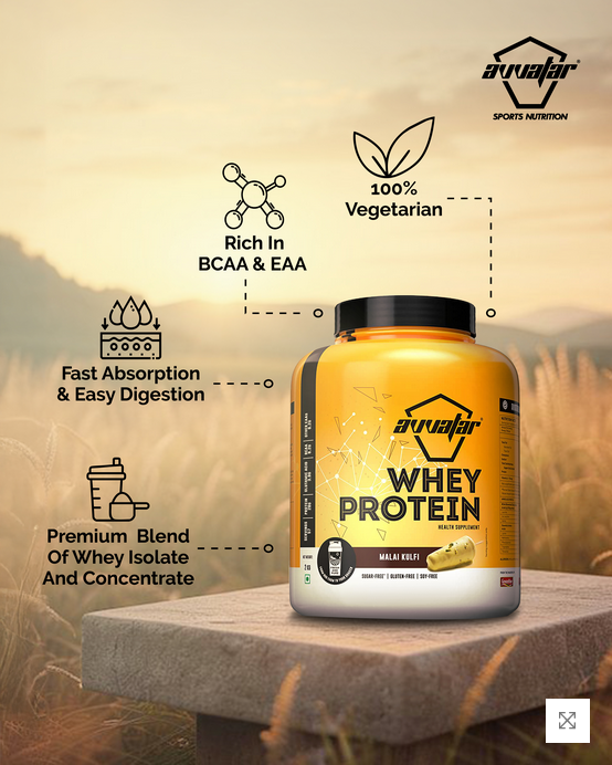 Avvatar Whey Protein | 2 Kg | Malai Kulfi Flavour