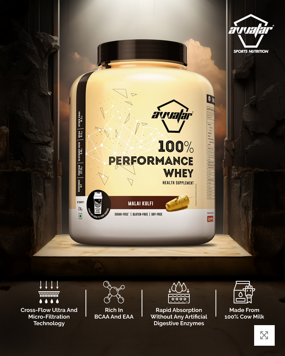 Avvatar 100% Performance Whey | 2 Kg | Malai Kulfi Flavour