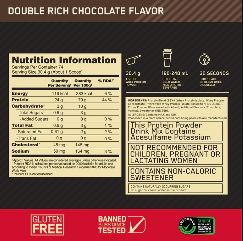 Gold Standard 100% Whey Protein | 907 g (2 lbs) | Double Rich Chocolate