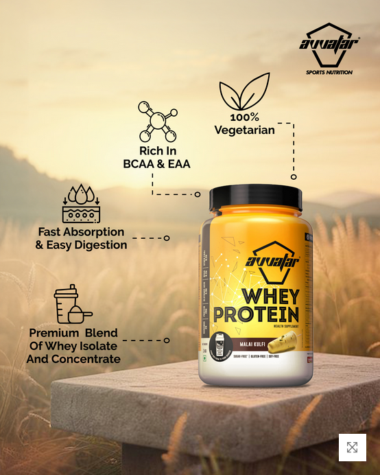 Avvatar Whey Protein | 1 Kg | Malai Kulfi Flavour